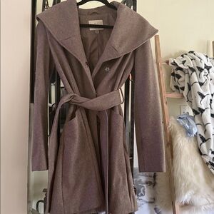 Stylish grayish Brown Belted Coat